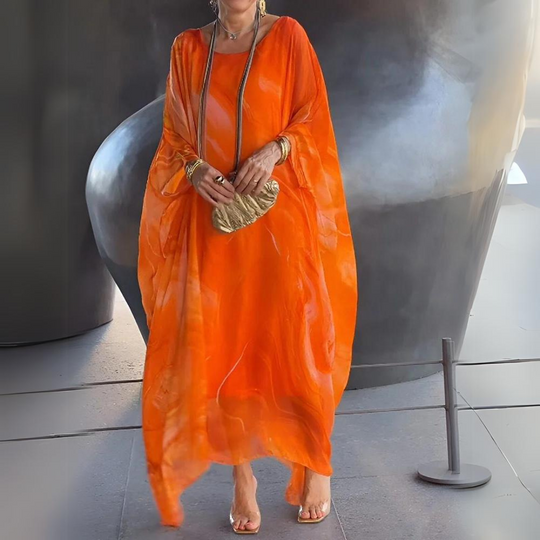 Bauchbedeckendes Seiden-Chiffon-Kleid