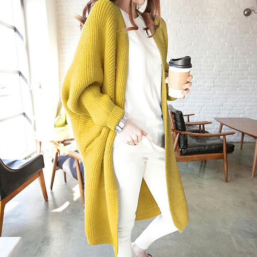 Cardigan Lange Strickjacke Oversized Fit Offene Vorderseite Weich und Warm
