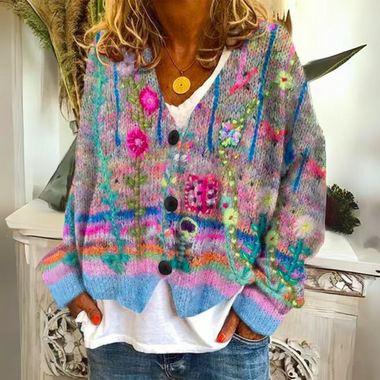 Luxuriöse Bedruckte Strickjacke