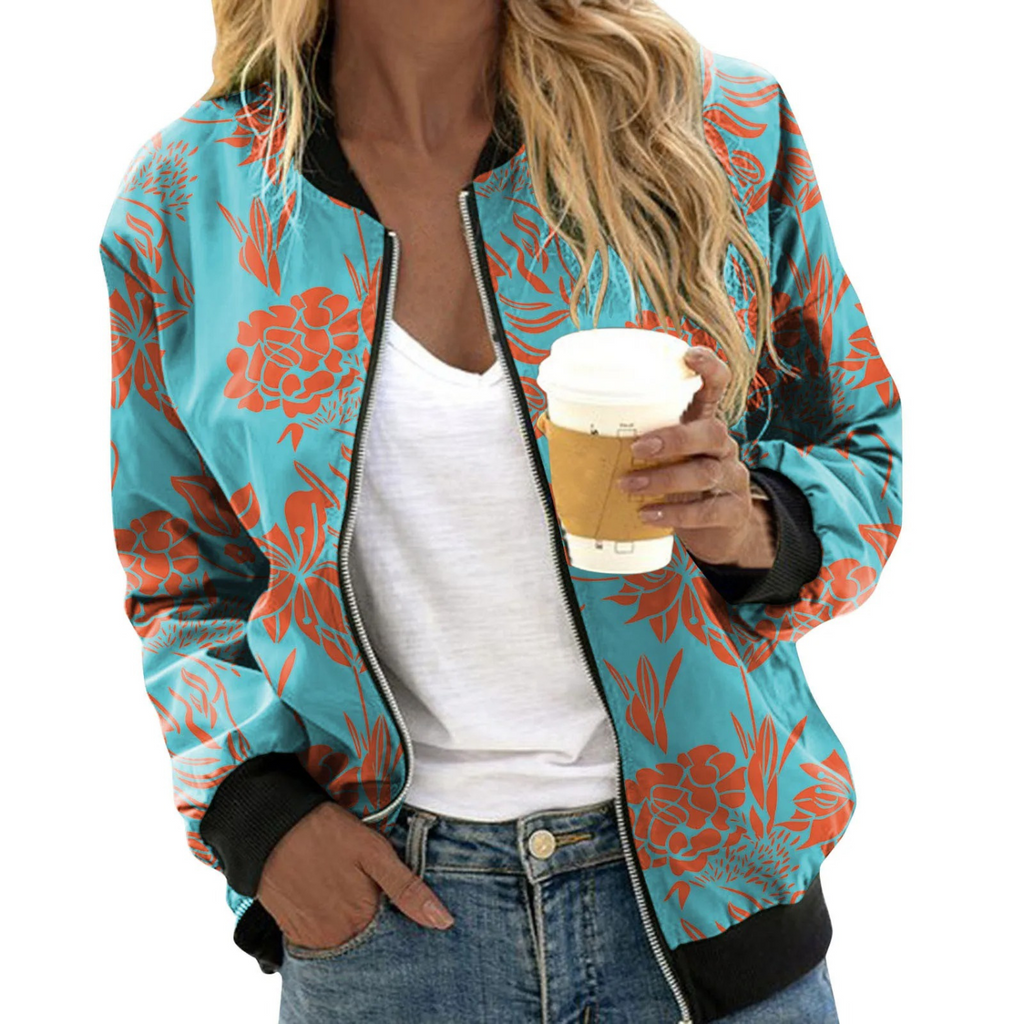 Damen Bomberjacke mit Blumenmuster