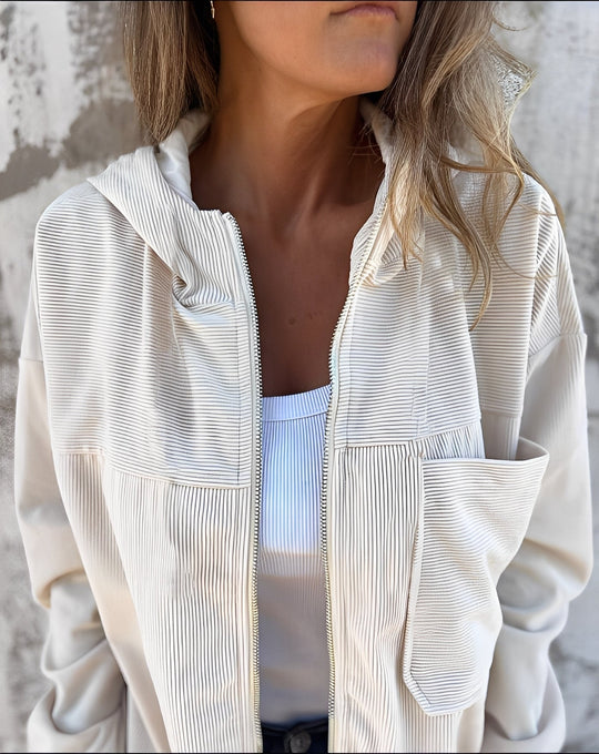 Lässige Cord-Jacke mit Kapuze für Frauen