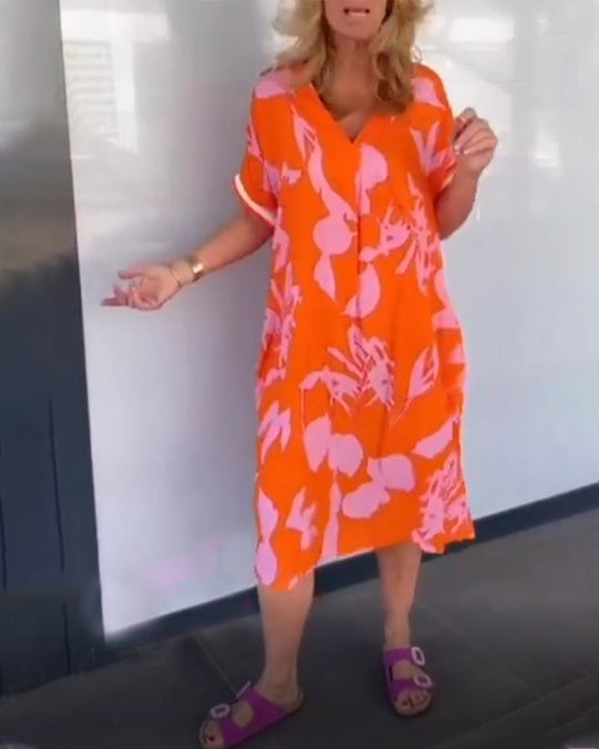 Shopnory | Lässiges, Lockeres Kleid mit Aufdruck