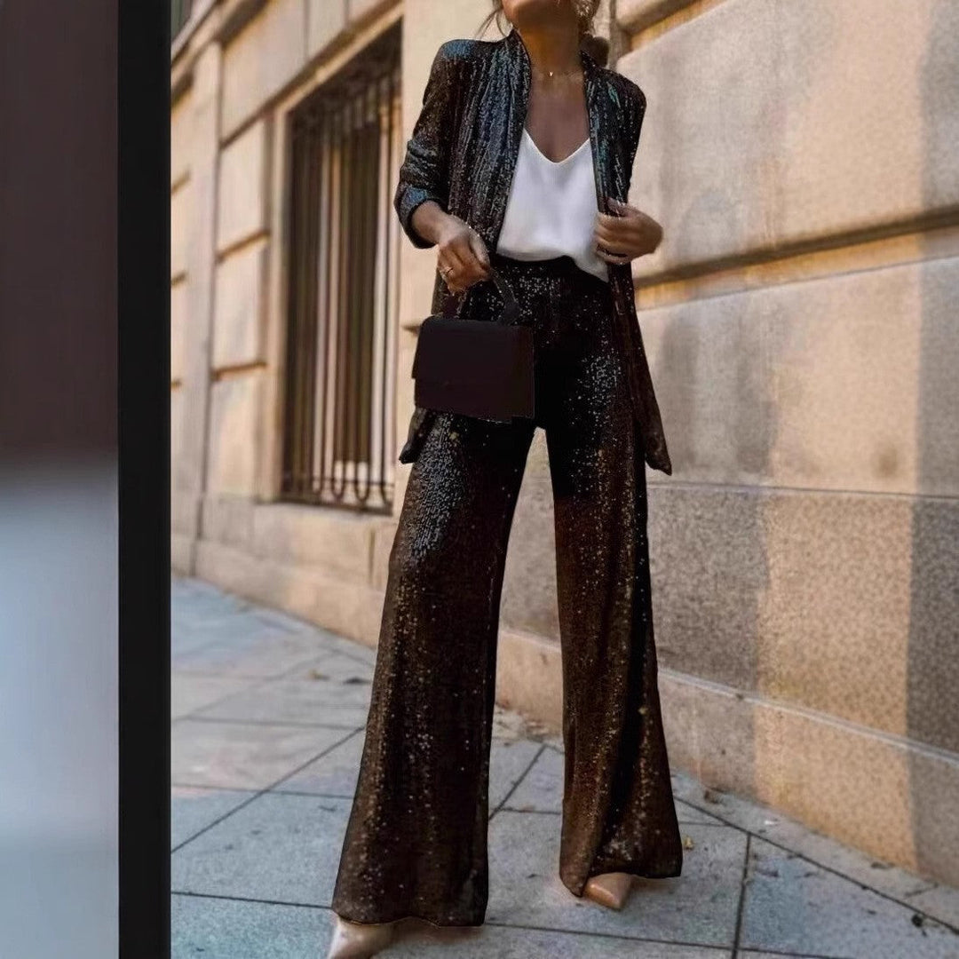 Trendiges Design High-Waist-Paillettenanzug