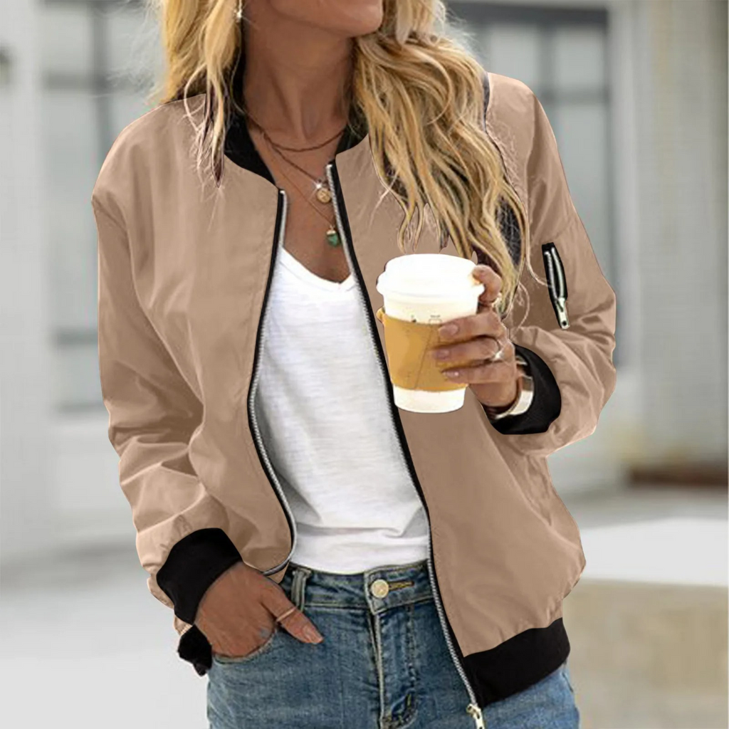 Bequeme Damen Bomberjacke mit Reißverschluss