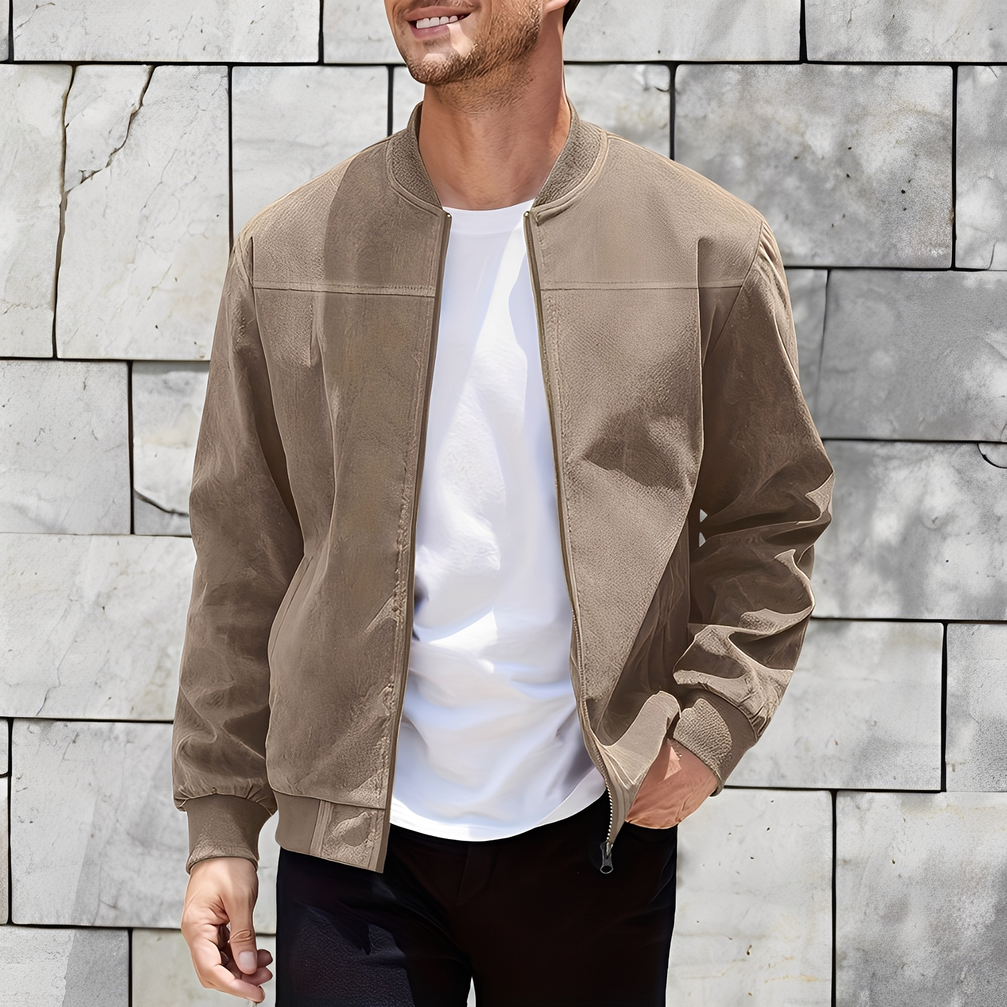 Klassische, stilvolle Wildlederjacke für Männer