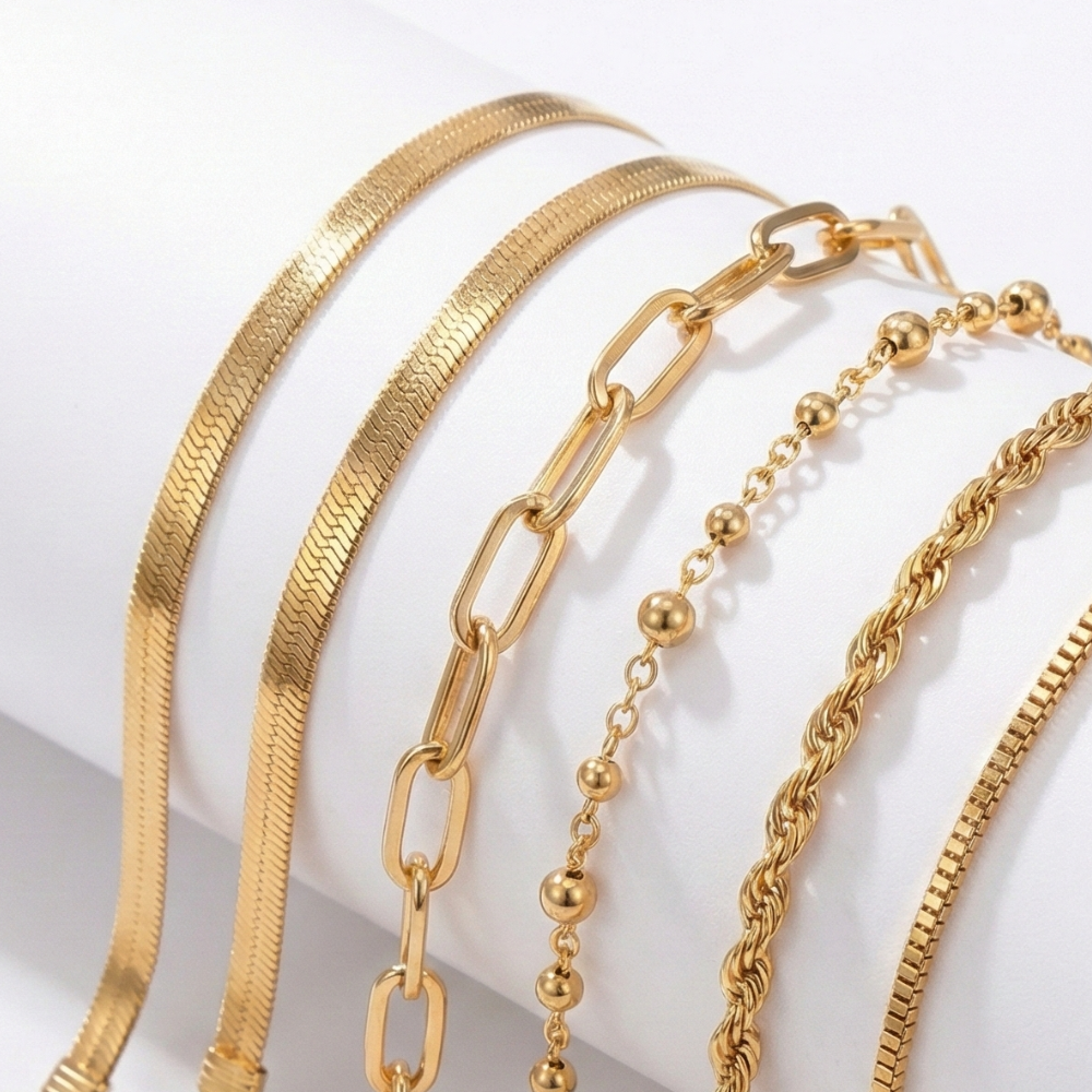 Damen Mehrteiliges Armband Set mit Glieder- und Kugelkette | Shop Nory