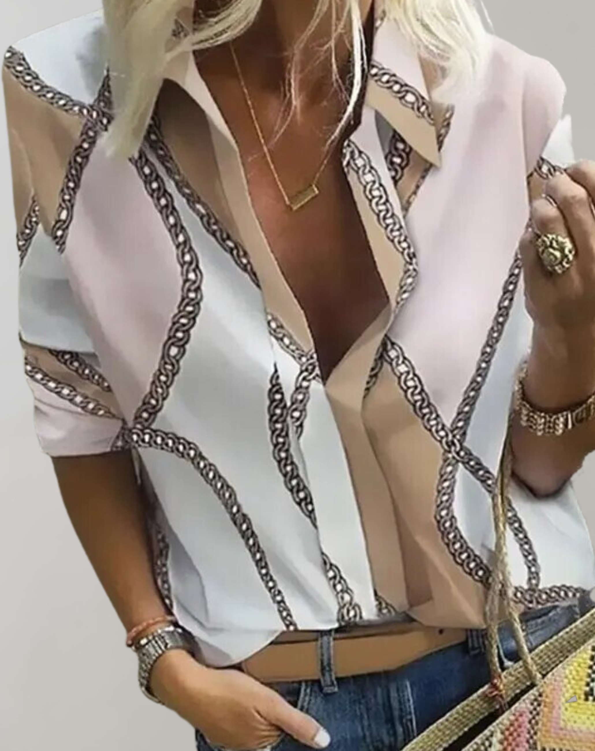 Seidenbluse mit Kettenmuster für Damen