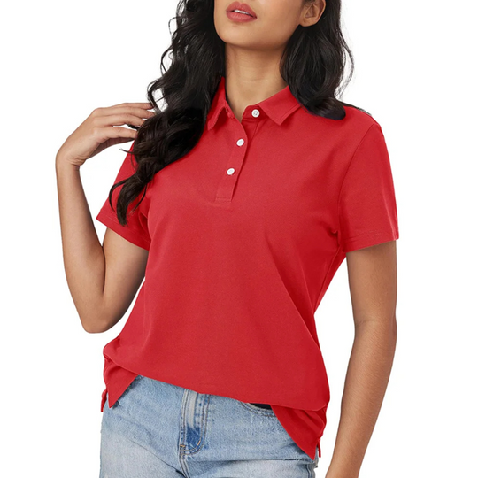 Blaue Seide Atmungsaktiv Leichtgewicht Damen Polo