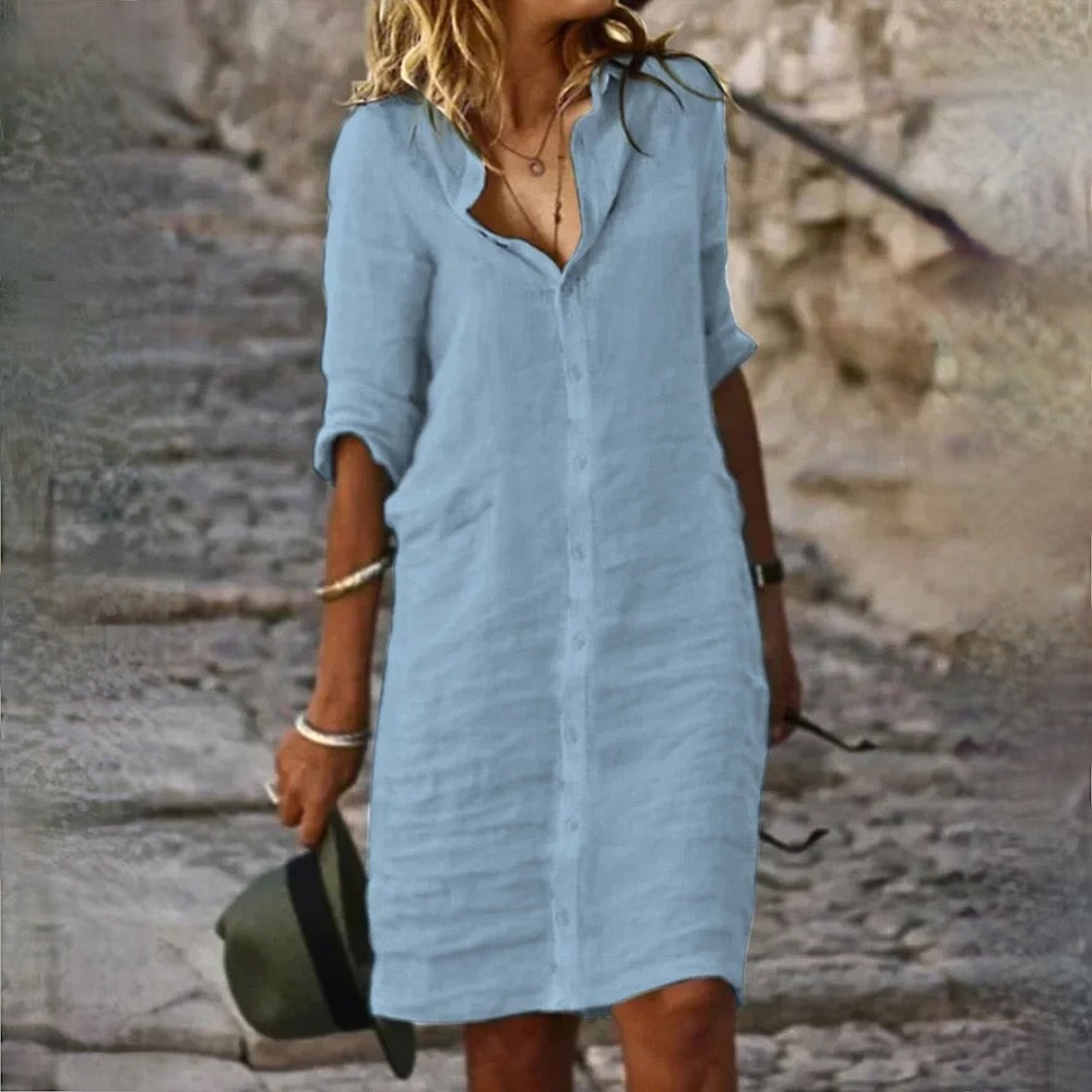 ShopNory | Baumwolle Leinen Damen Kleid