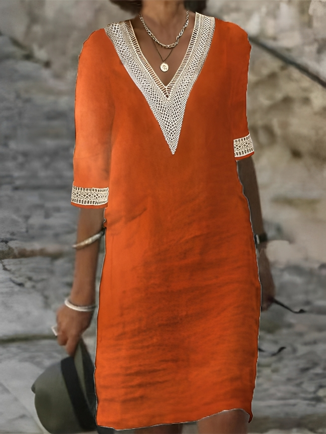 Chic Baumwoll-Leinen-Kleid für Frauen