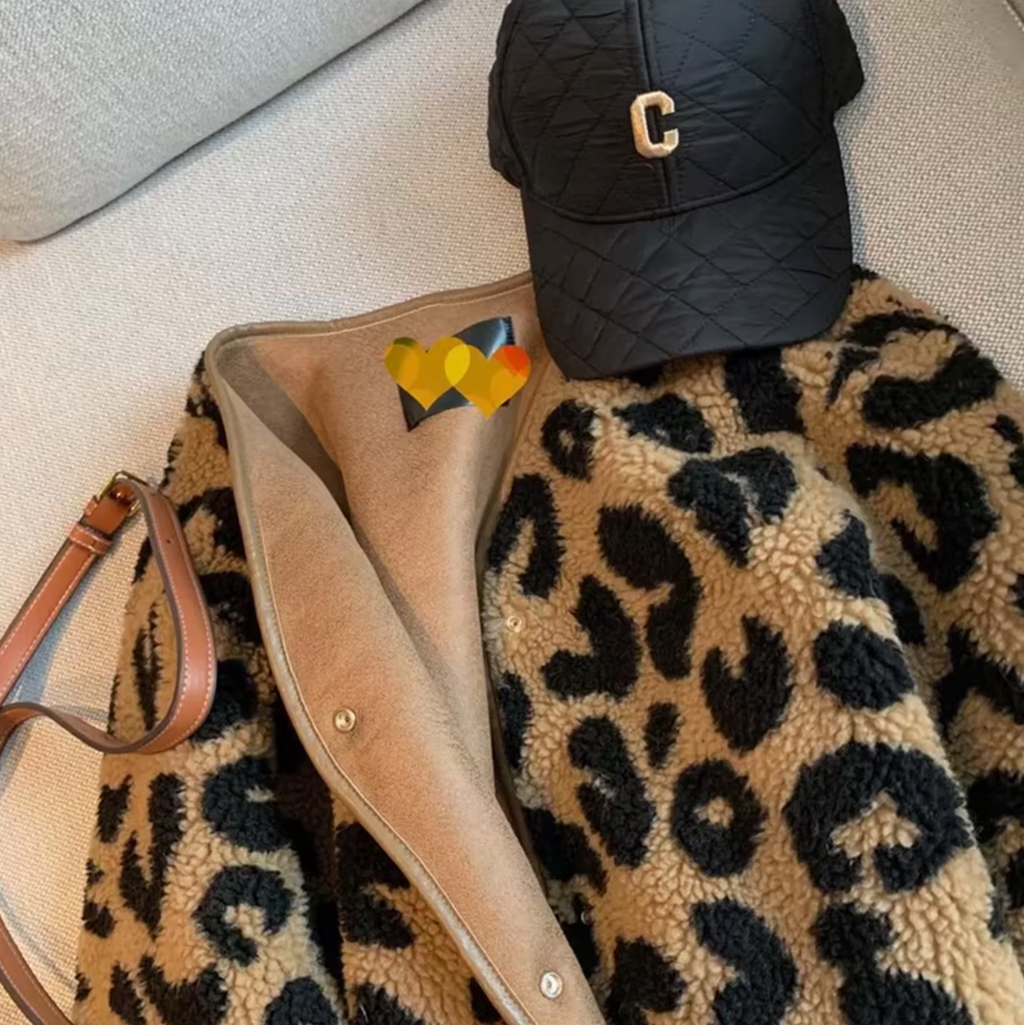 Stylische Leopardenmuster Fleecejacke