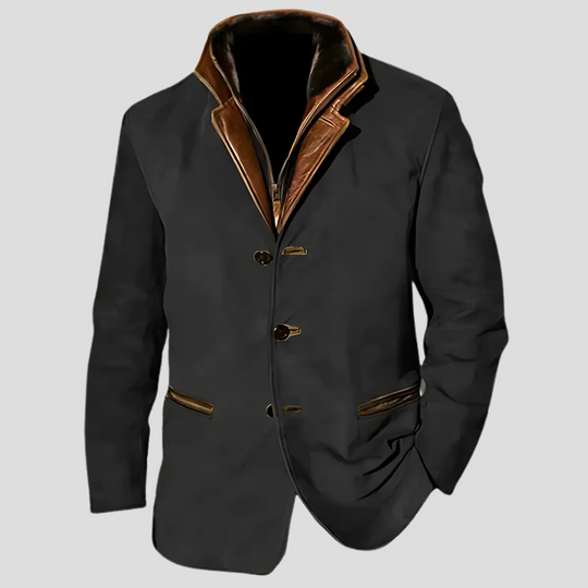 Retro Kontrastkragenjacke für Herren
