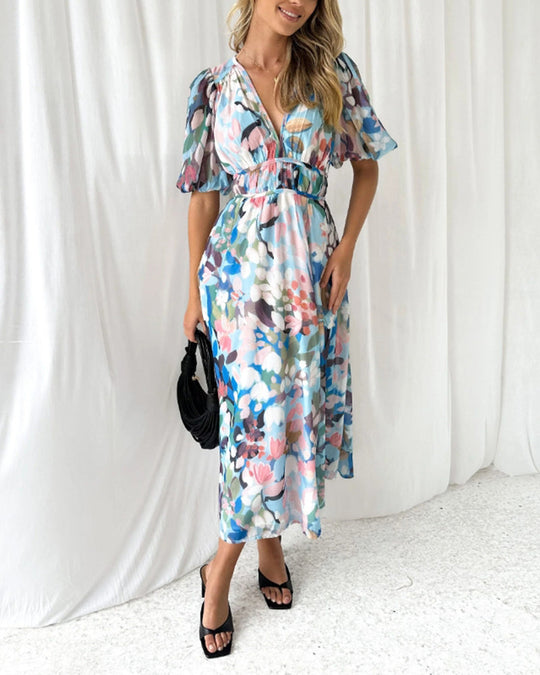 Boho Blumen Maxi Kleid