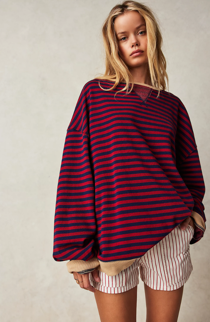 ShopNory | Oversized Gestreiftes Damen Sweatshirt