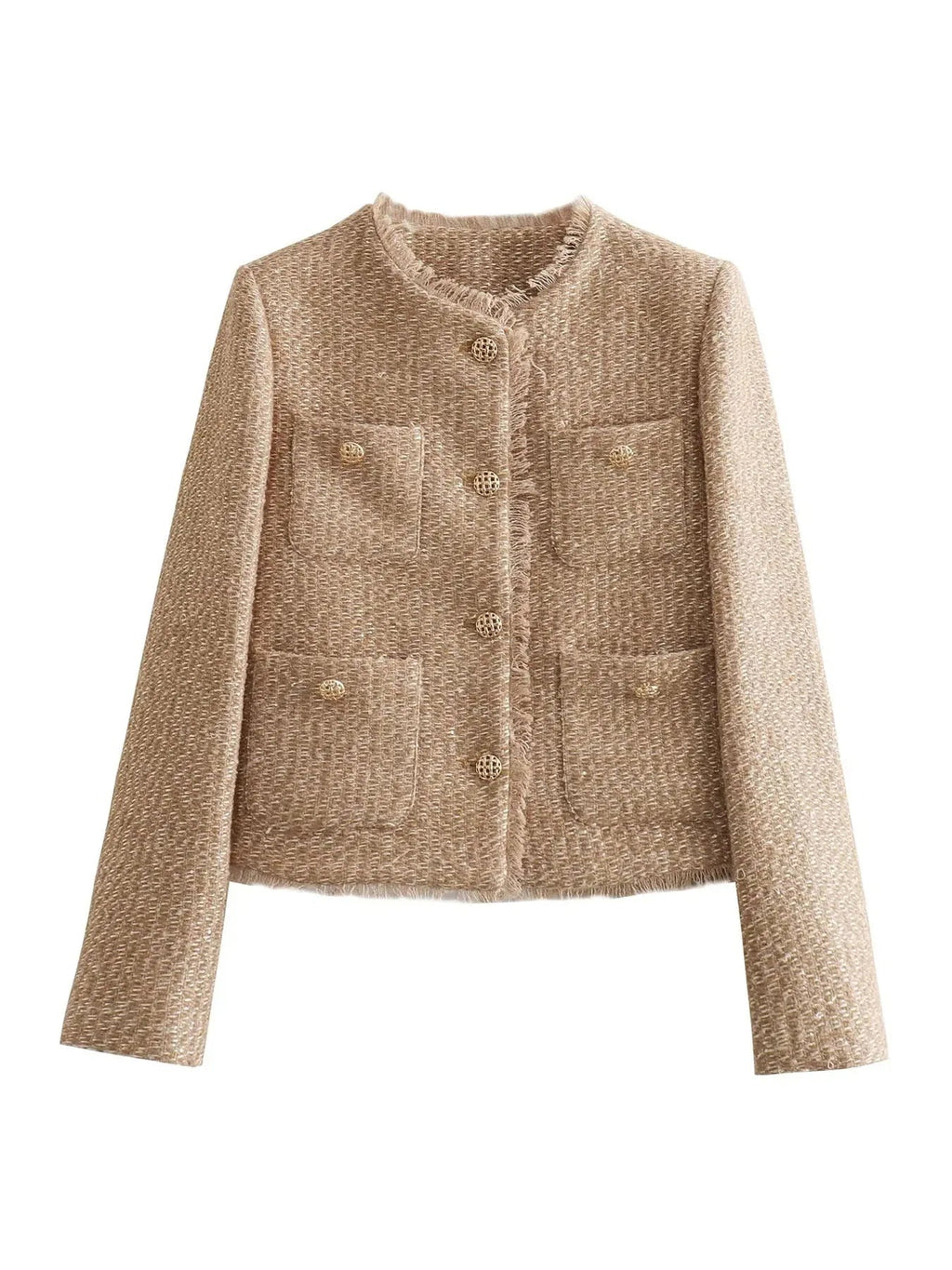 Elegante Tweed Cropped Jacke