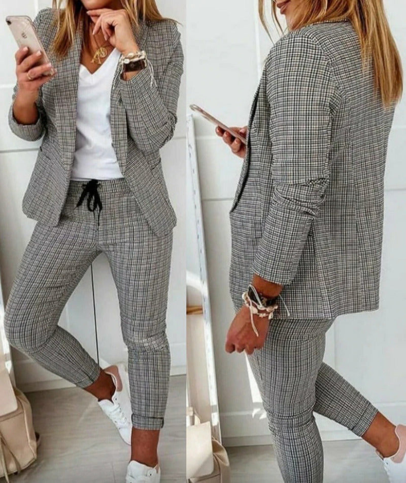 Anzug-Set Moderner Zweiteiler mit Weiter Hose Taillierter Blazerjacke