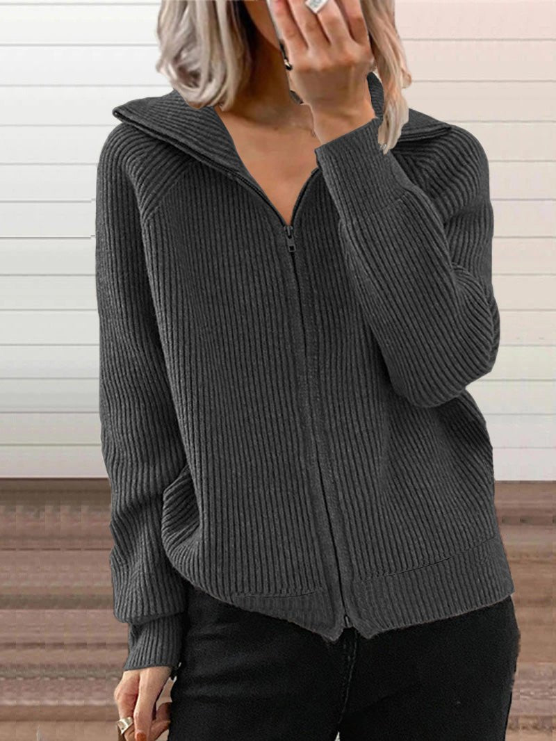 Shopnory | Dicke Baumwoll-Strickjacke mit Reißverschluss