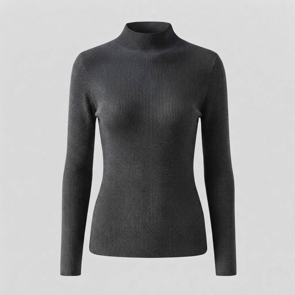 Damen Eleganter Slim-Fit Rollkragenpullover aus flauschigem Angora-Mix mit feiner Rippstruktur Shop Nory