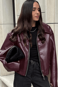 Kurze Kunstlederjacke
