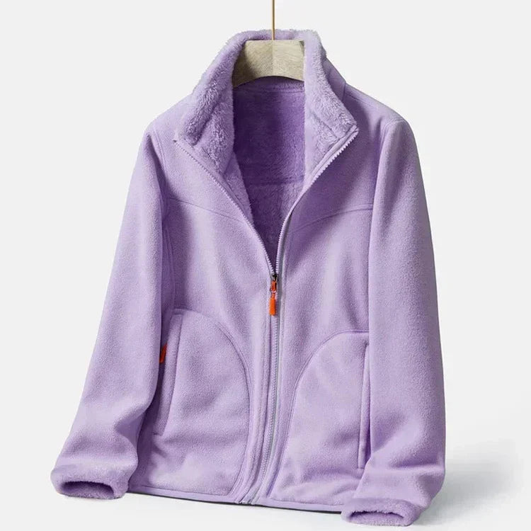 Warme Fleecejacke mit Doppelter Knopfleiste für Damen