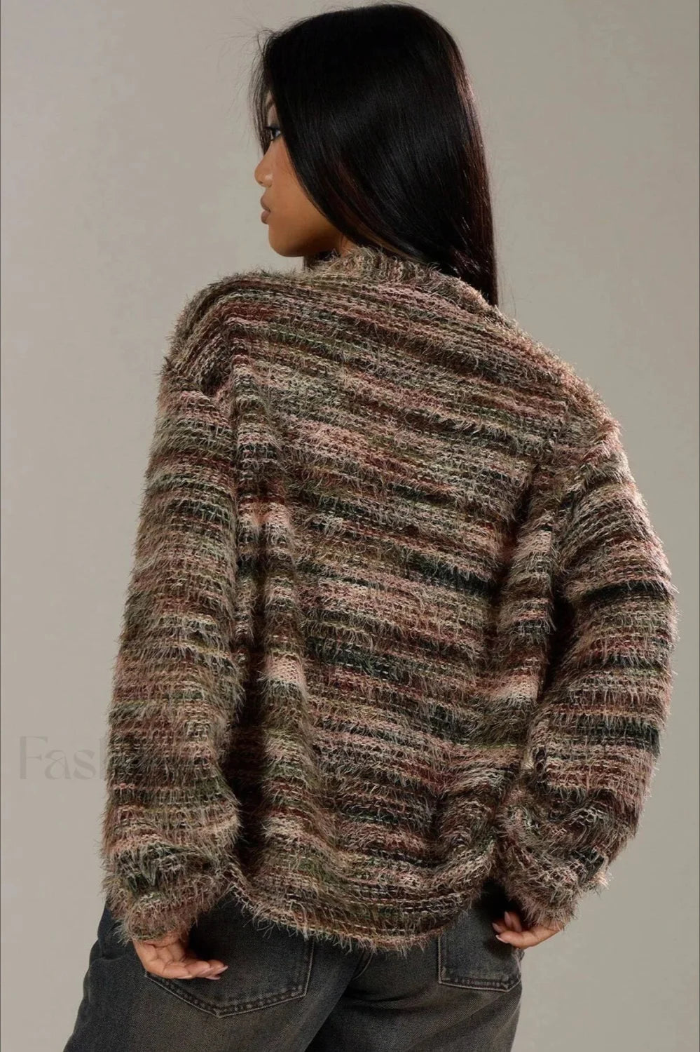 Vintage Streifen Cardigan mit V-Ausschnitt