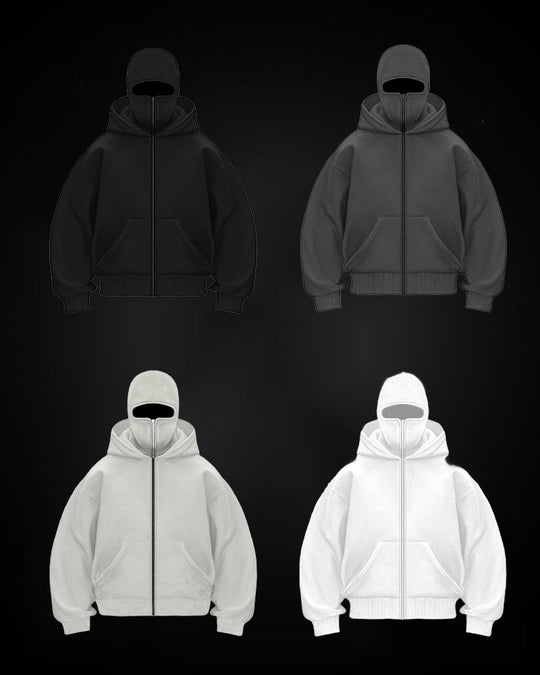 Sweatshirt Mantel mit Doppelkapuze und Reißverschluss