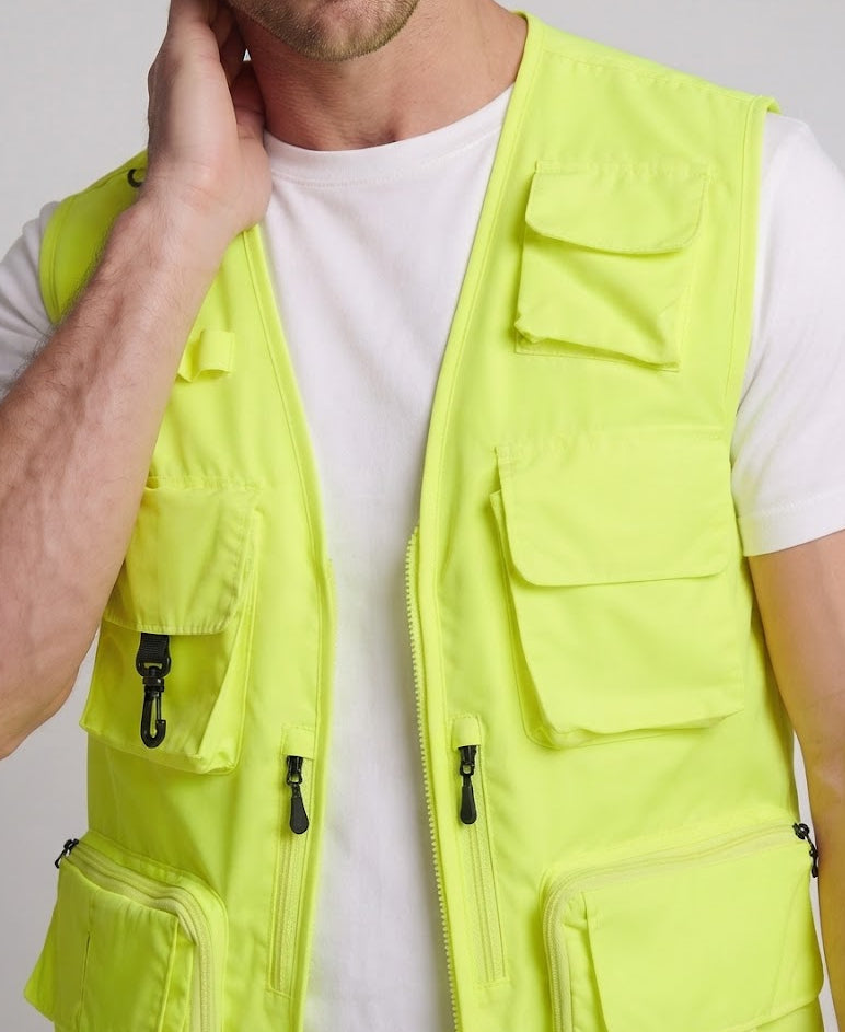Herren multifunktionale Outdoor-Utility‑Weste mit zahlreichen Taschen und Netzfutter Shop Nory