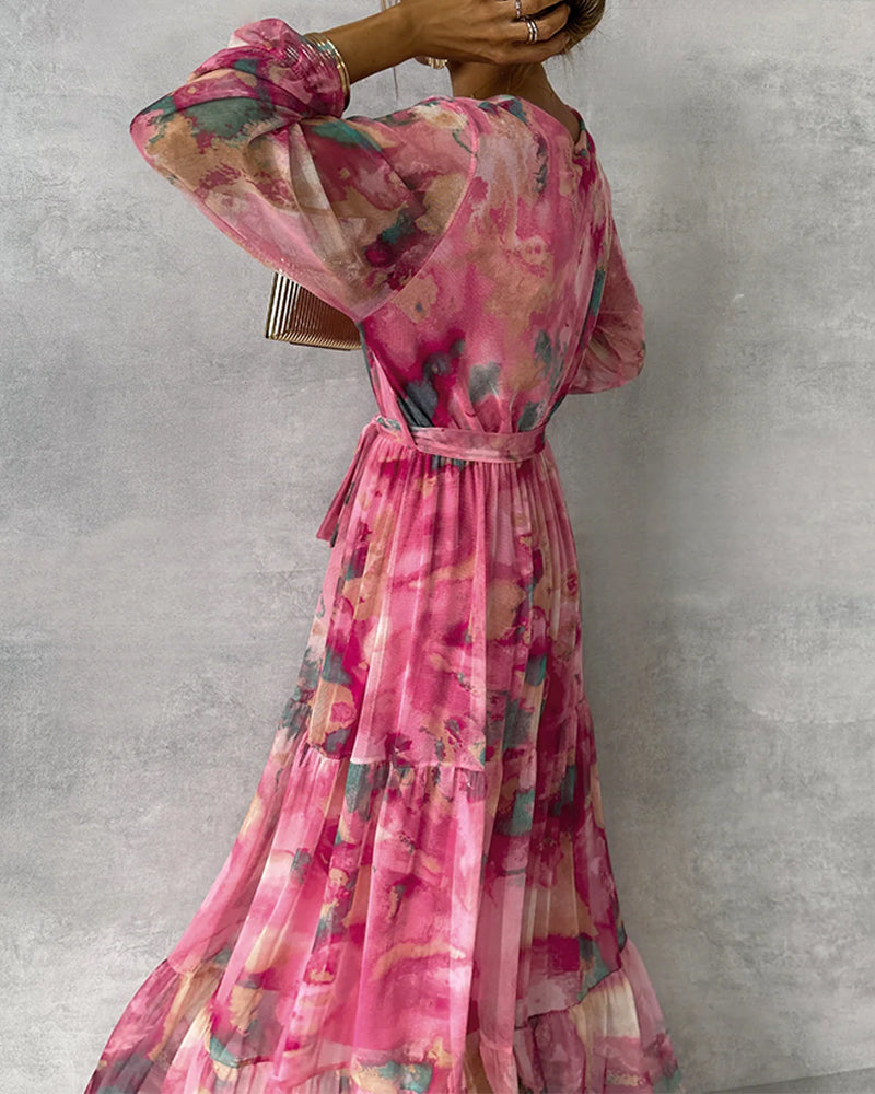 Elegantes Kleid mit Print und Plissiertem Rock