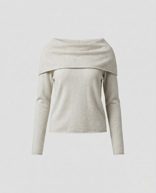 Damen Feinstrick-Pullover mit überschnittener Carmen-Kragenpartie und taillierter Passform Shop Nory