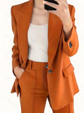 Blazer mit Revers und Erweiterte Hosen Set mit Knopfverschluss