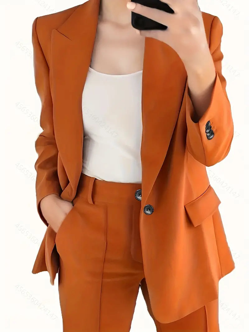 Blazer mit Revers und Erweiterte Hosen Set mit Knopfverschluss