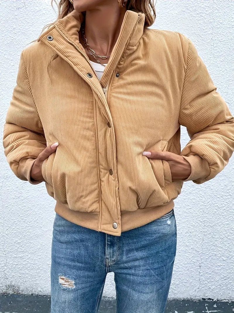Shopnory | Cordjacke mit Reißverschluss und Knopfverschluss