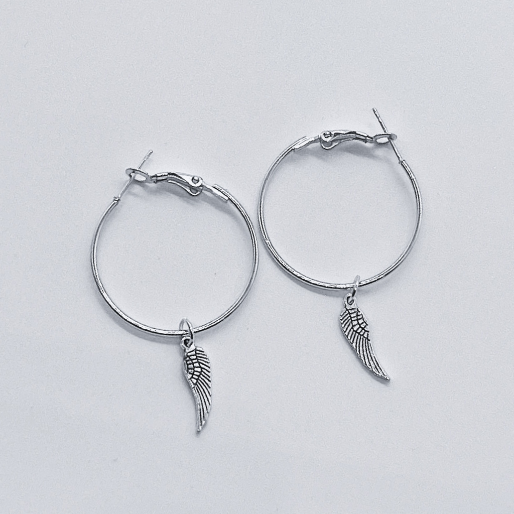 Silver Hoop Earrings With Charm | Shop Nory
