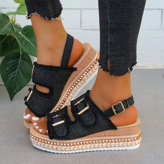 Lässige Denim Wedges
