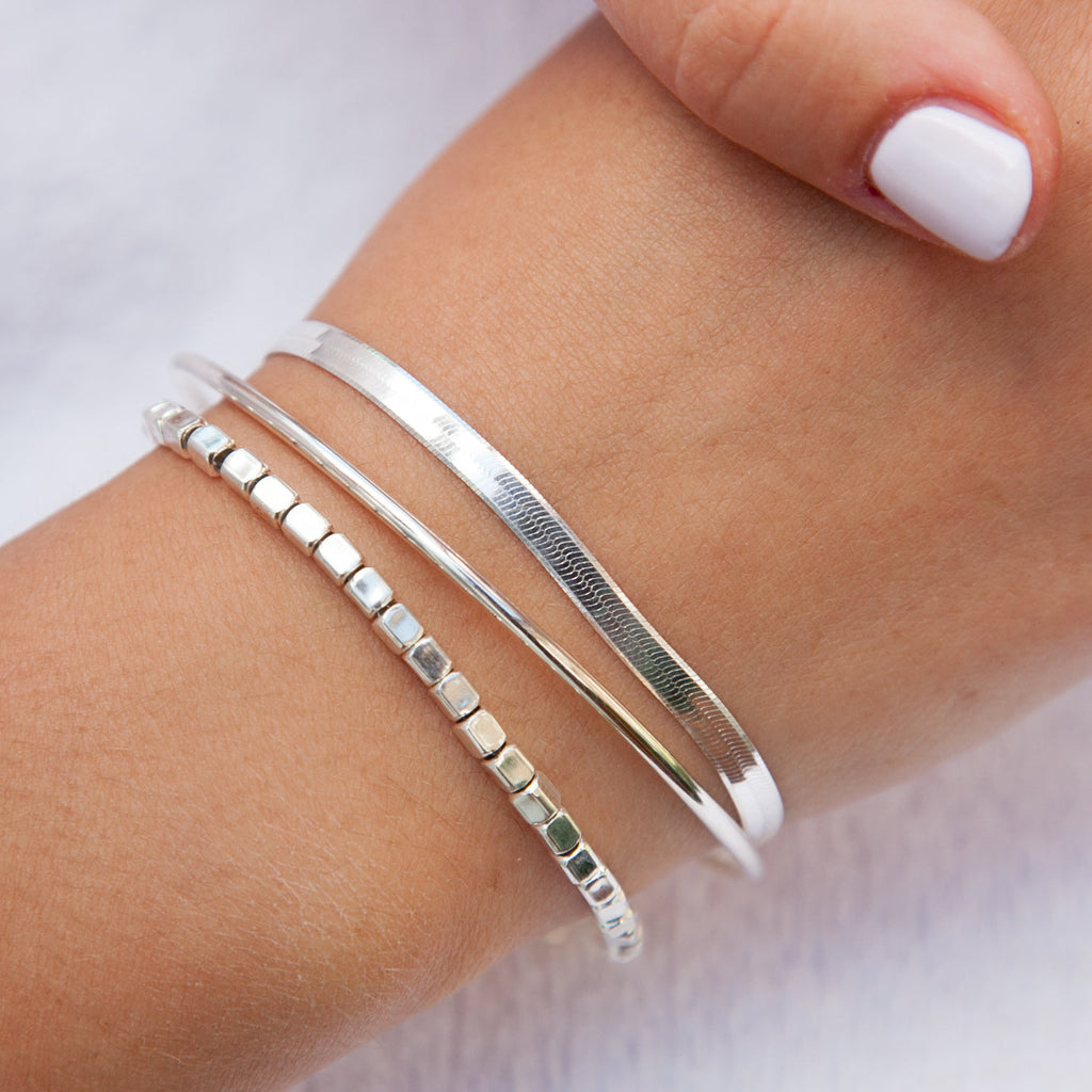 Armband 925er Silber mit eckigen Perlen | Shop Nory