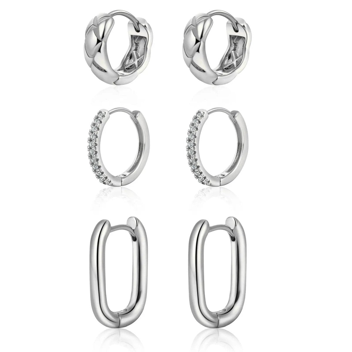 3 Paar Verdrehte Chunky Creolen | Shop Nory