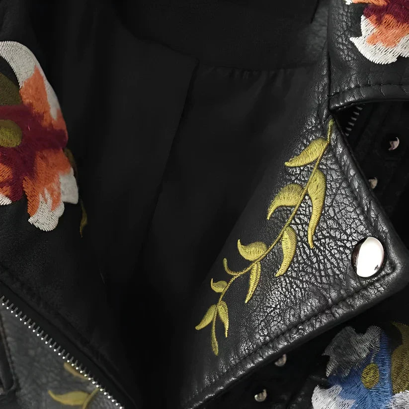 Lederjacke mit Stickerei