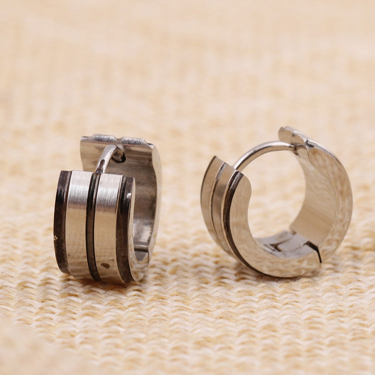 Damen Edelstahl-Ohrstecker mit modernem Rippendesign Shop Nory