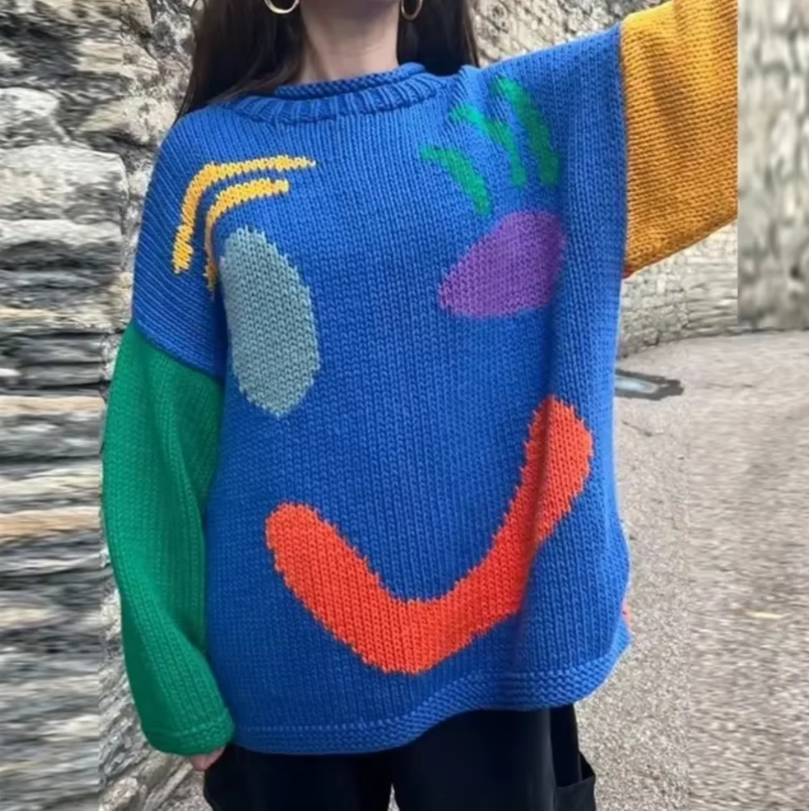 übergroßer Baumwollstrickpullover
