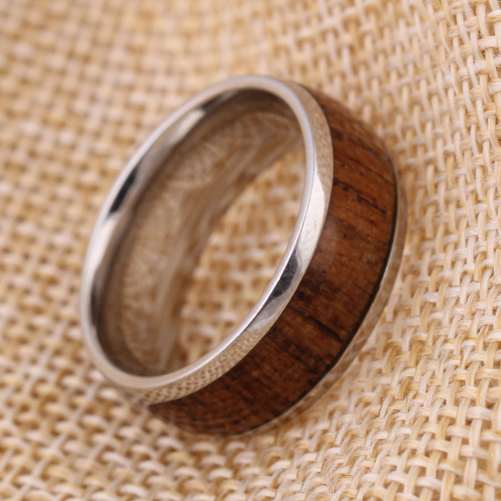 Herren Ring mit kunstvollem Holzinhalt und Kristallelement Shop Nory