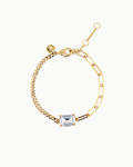 Luxe Diana Prinzessinnen-Cut Crystal Gold Zwei Arten Von Kettenarmband | Shop Nory
