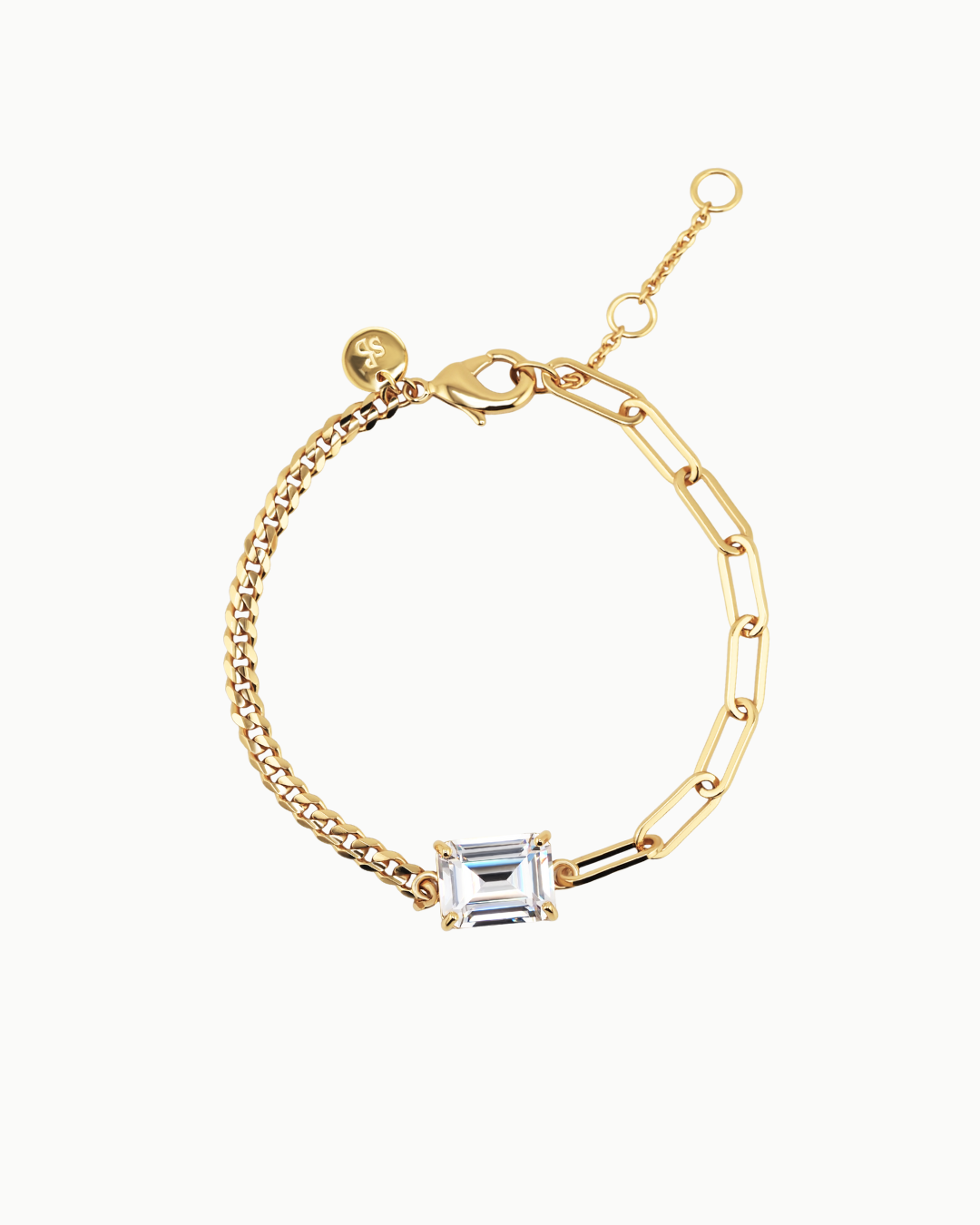 Luxe Diana Prinzessinnen-Cut Crystal Gold Zwei Arten Von Kettenarmband | Shop Nory