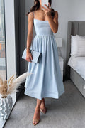 Spaghetti-Träger A-Linie Midi Kleid