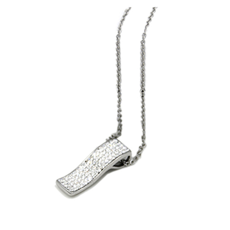 Damen Halskette mit elegantem Wellenanhänger und funkelndem Zirkonia-Besatz Shop Nory