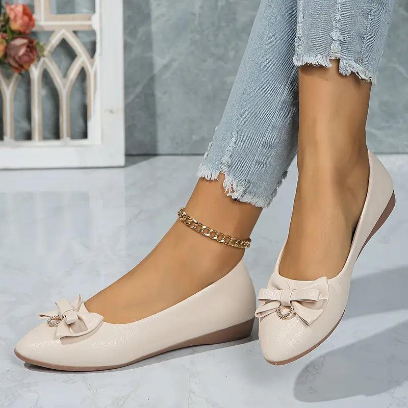 Damen Schicke Schleifen Puppe Schuhe Elegant