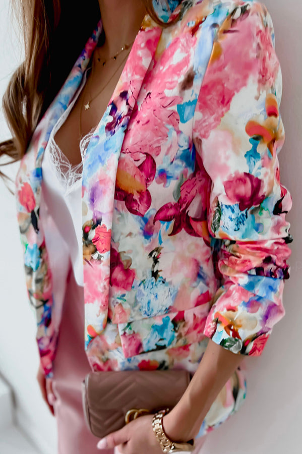 Freie und Echte Florale Revers Freizeitanzug Blazer