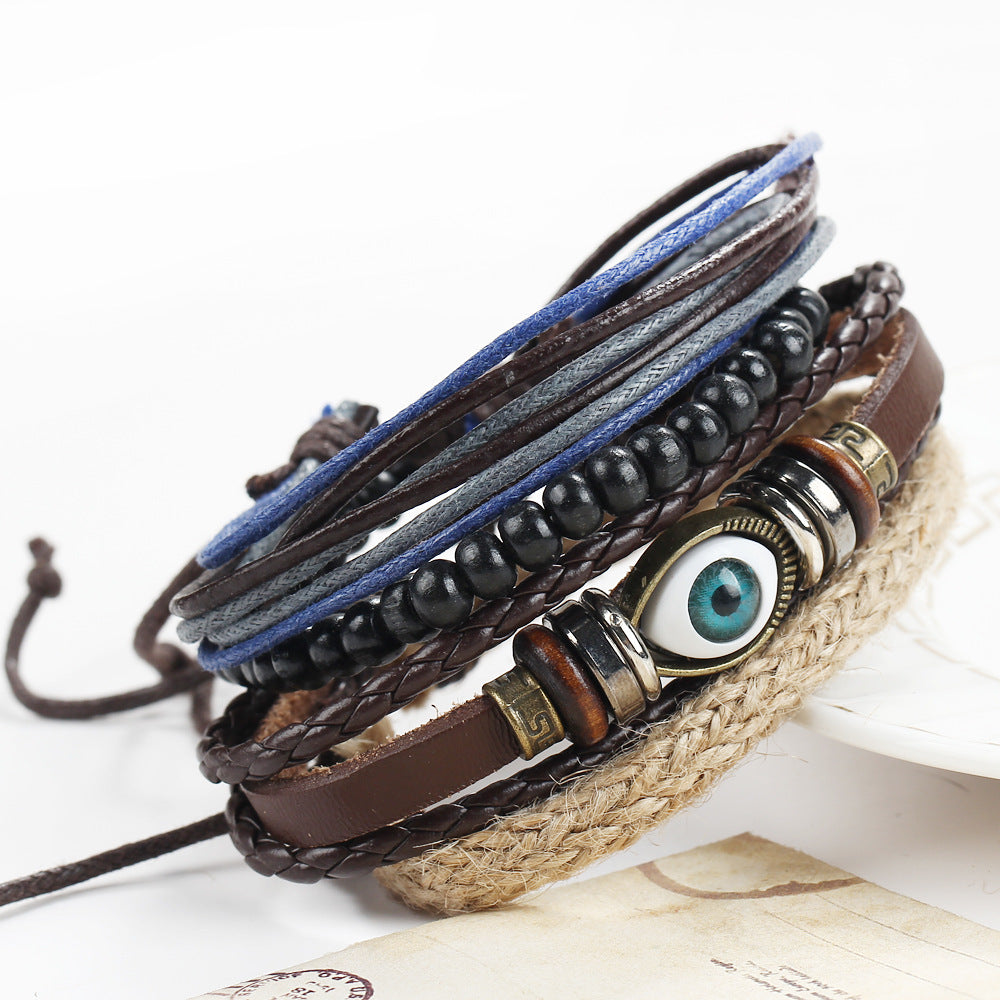 Damen Armband-Set mit schützendem Auge und natürlichen Materialien Shop Nory