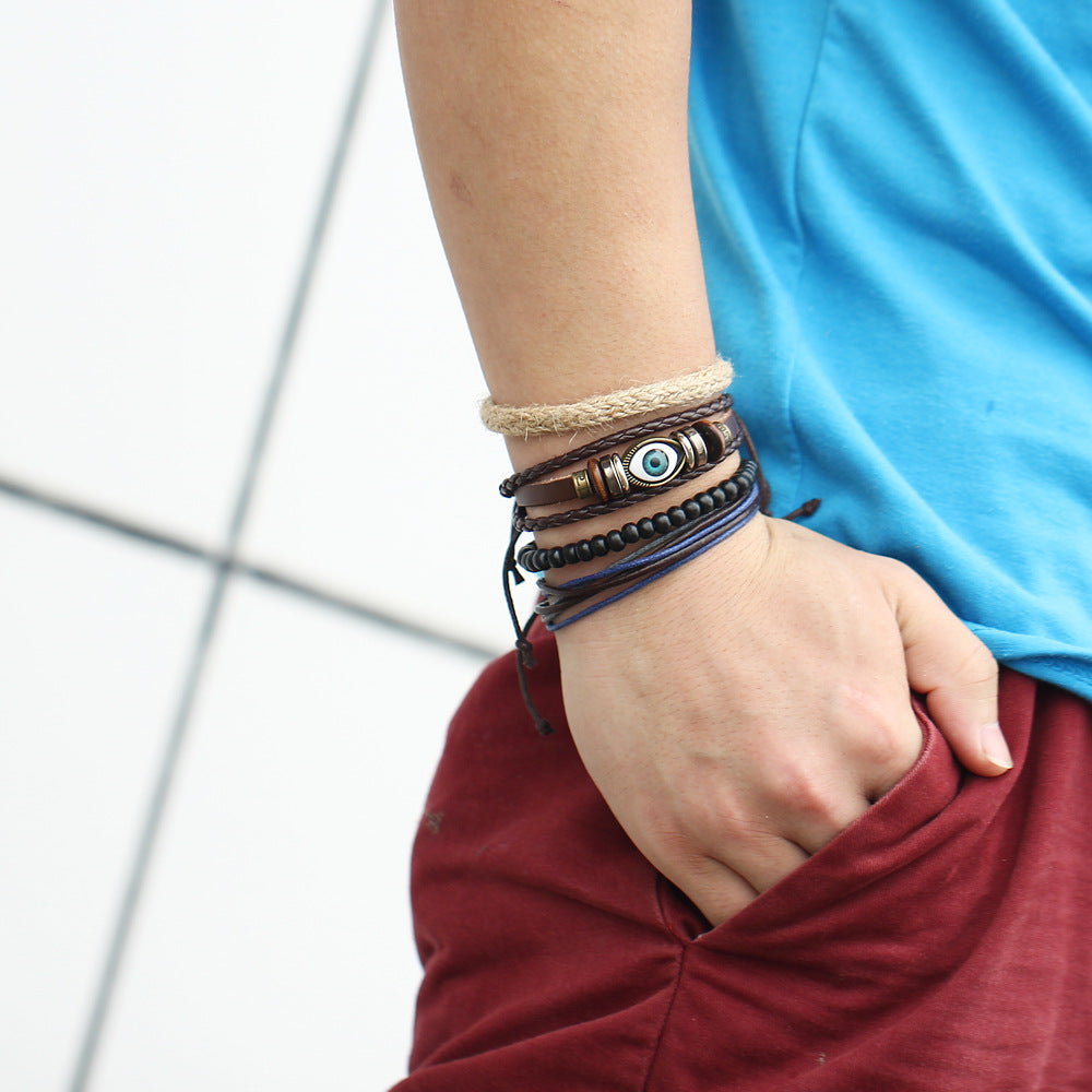 Damen Armband-Set mit schützendem Auge und natürlichen Materialien Shop Nory