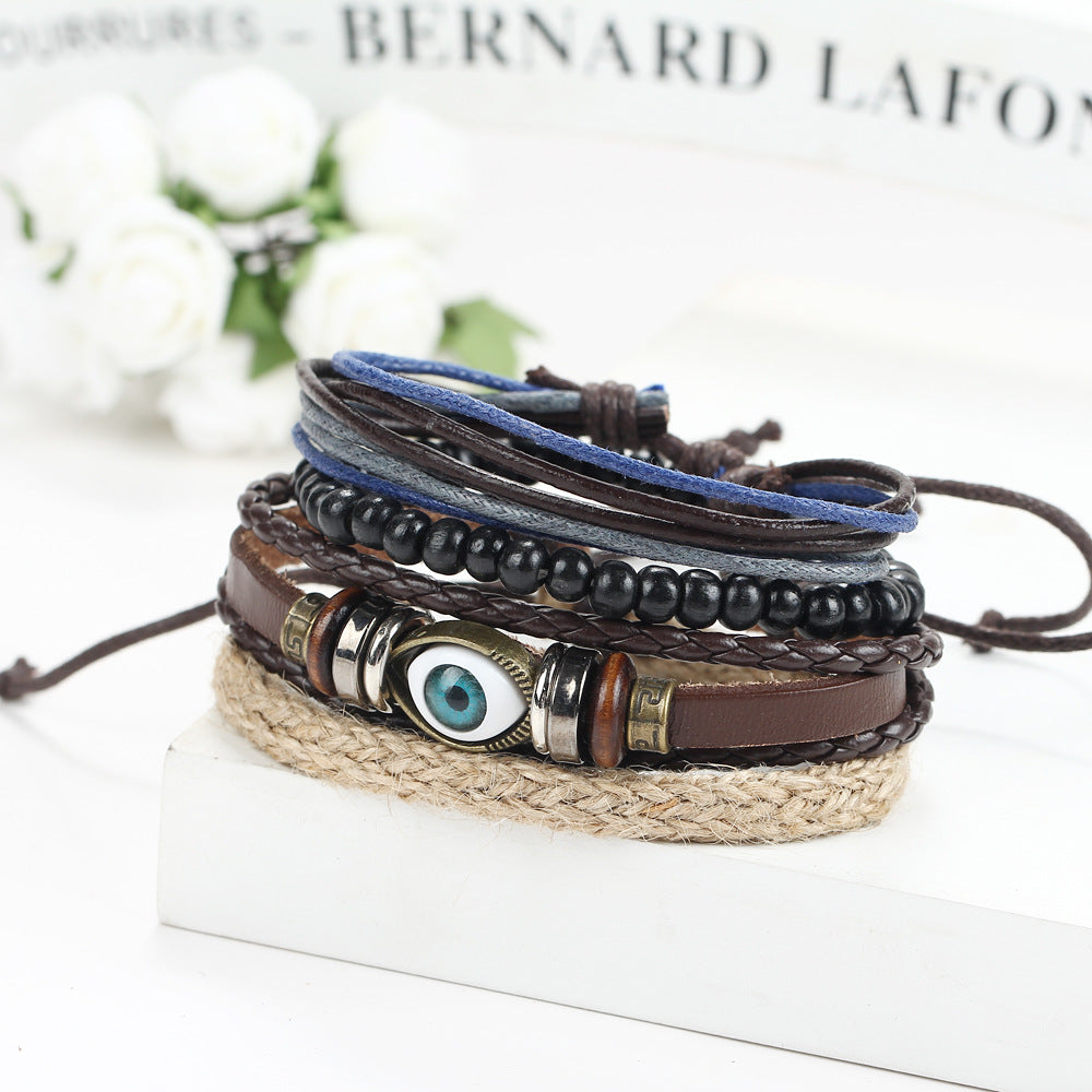 Damen Armband-Set mit schützendem Auge und natürlichen Materialien Shop Nory