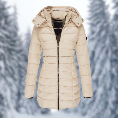 Damen Mittellanger Wintermantel mit Abnehmbarem Kapuze